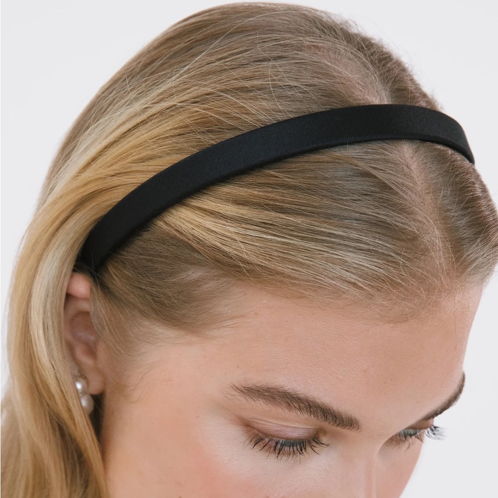 Jennifer Behr Lucy Headband in Black Silk Satin